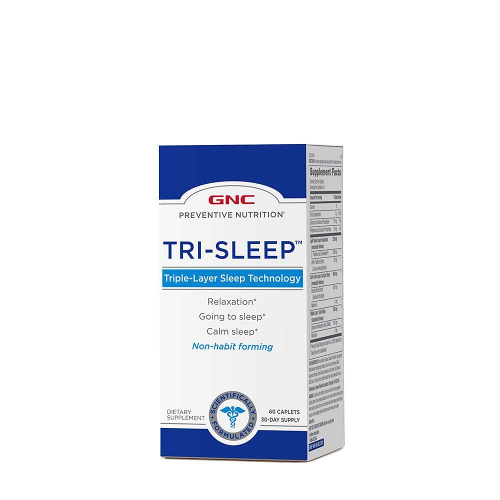 GNC Forebyggende Nutrition Tri- Søvn, rolig søvn og afslapning, 60 kapsler