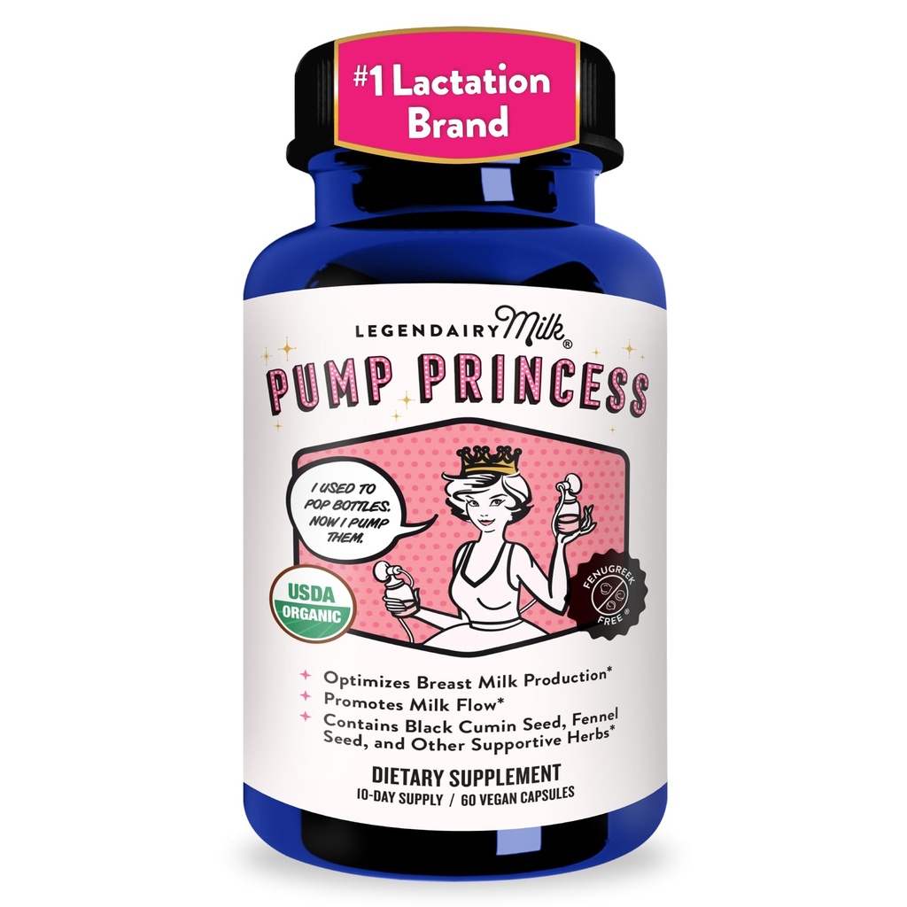 Legendairy Milk Pump Princess Amning Supplement - Amning Kosttilskud til mælk Tilsætning og Milkflow - Økologisk Black Cumin, Fennikel og dild frø, Fenugreek fri - 60 kapsler