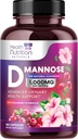 D- Mannose Supplement 1.350mg - med Cranberry, Hibiscus & Mælkebøtte - Fast- Fungerende, Natural Urinary Tract & Brege Support til kvinder & Mænd - Flush & Cleanse Urenheder - Non-GMO, Vegan - 180 Kapsler