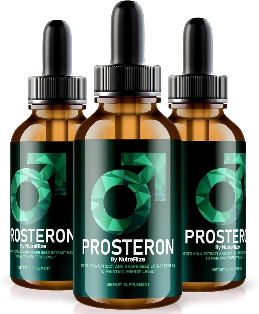 NutraRize (3 Pack) Prosteron Drops, All- Natural Prostate Health Supplement, Premium Vitamin til støtte sund cirkulation, Official Prosteron Formel Anmeldelser (90 Servere)