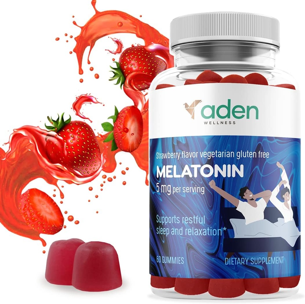Ekstra styrke Melatonin gummier for voksne og teenagere - 5 mg per servering - Naturlige hjælpemidler - Rolig gummier for en god nats hvile - 60 tygger