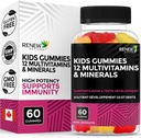Renew Actives Kids Multivitamin 4 Gummies per Serving - Understøtter sundhed, hår, hud, negle, Eyesight, Stærke knogler, tænder & tandkød - Tasty & Nutrient- Rich for voksende børn - Made in Canada - 60 Gummies