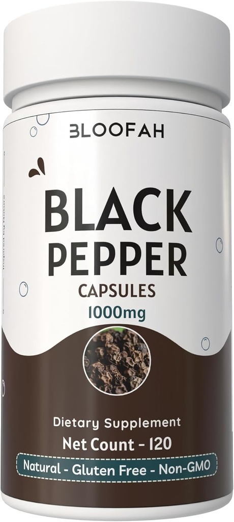 Black Pepper Capsules 1000mg Powder Note 124; Piper nigrum