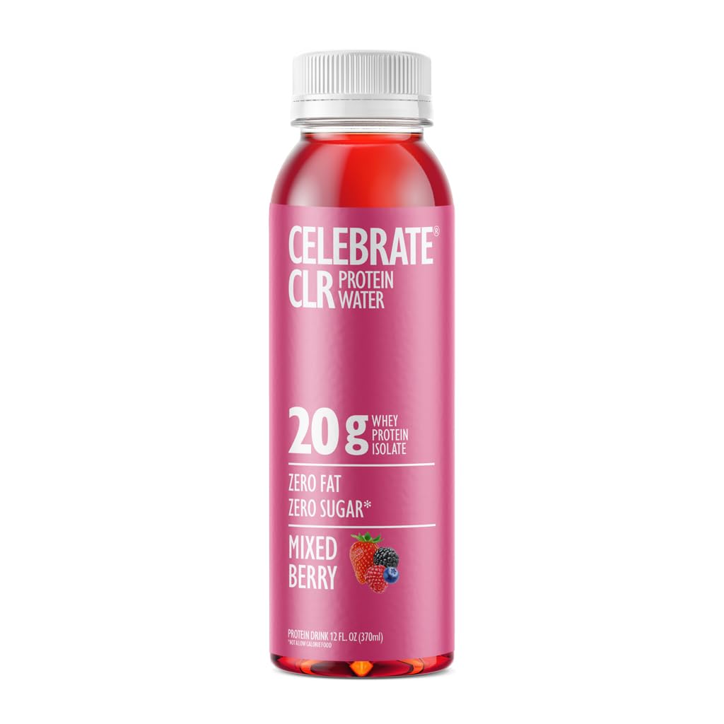 Fejre Vitamin Fejre CLR Whey Isolate Protein Water, Mixed Berry - 20g Protein, Klar til at drikke - Gluten Free and Sugar Free - For Post Bariatric Kirurgi Patienter, 12 Pack