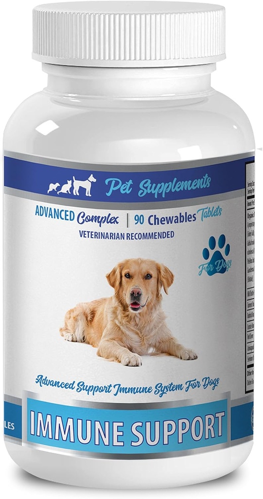 Hundeimmunbooster Økologisk - Hunde immunforsvar - Avancerede CHEWABLE Treats - Premium - røde kløver Hunde - 1 flaske (90 Chews)