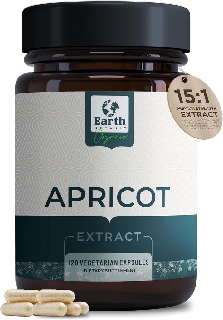 Apricot ekstrakt, 1000 mg 120 Veggie kapsler (Vegan, Non- GMO) Urtetilskud