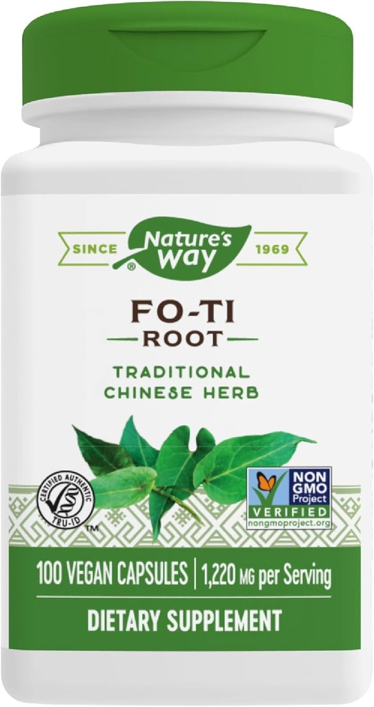 Nature 's Way Fo- Ti Root, Traditional Chinese Herb, 1.220 mg per portion, 100 Veganske kapsler