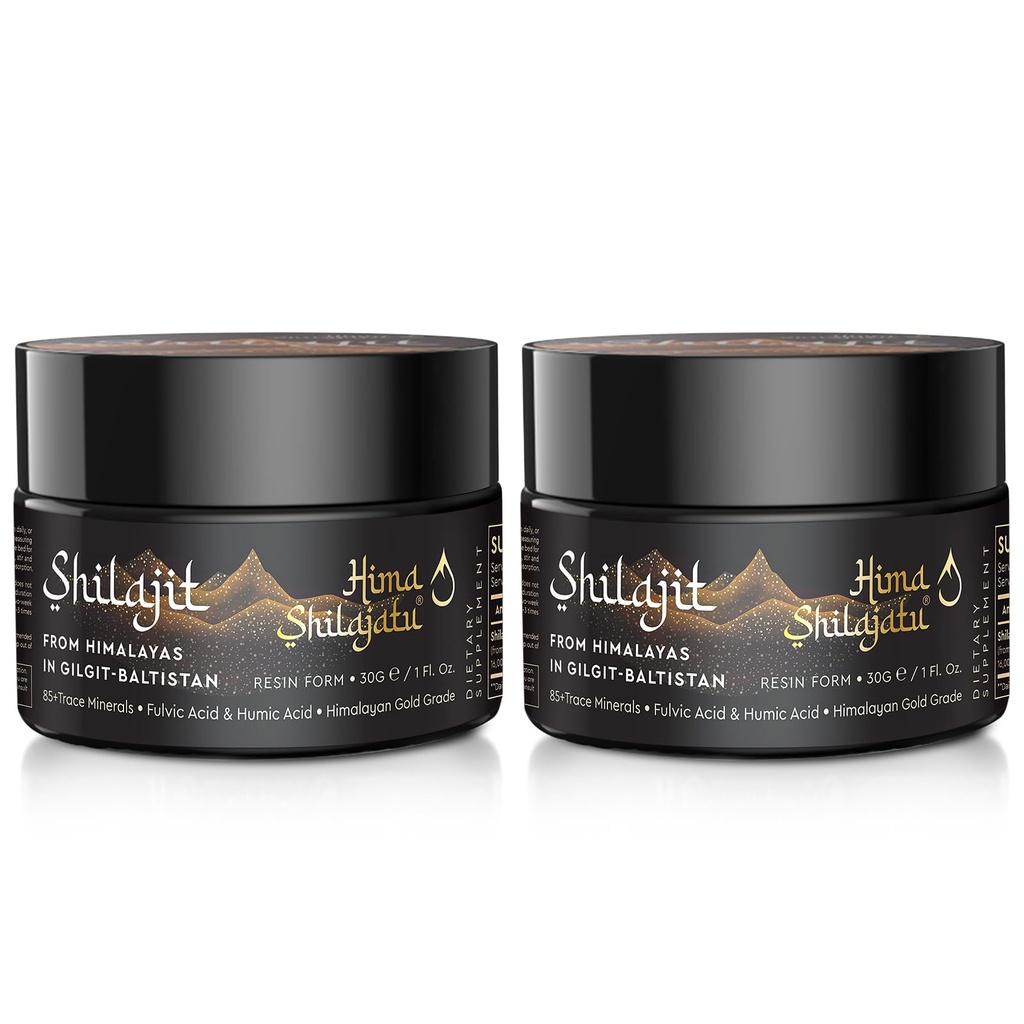 Shilajit Pure Himalayan Organic Shilajit Resin - Gold Grade 100% Renhed Shilajit med Fulvic Acid & 85 + Trace Minerals Complex for Energy & Immune Support, pakke med 2 (4 Måneders Tilgang)