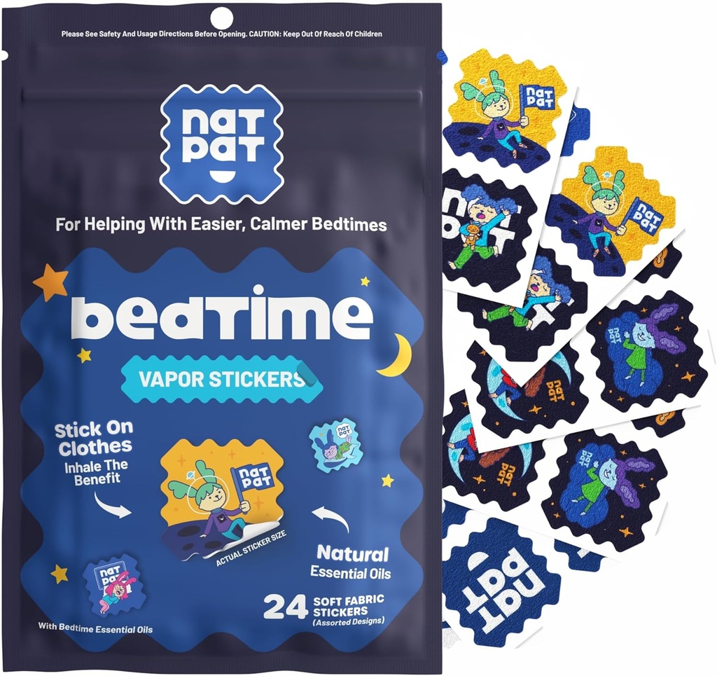 NATPAT Sleepy Patch Bed Time Stickers for Kids - Sleep Promotion Patch - Non- Toxic Solution for better sleep - Chemical & Drug Free, Melatonin Free - Buzz Patch Natural Patch (24 Pack)