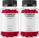 Kodeage D3 Gummy Vitamin, D3 5000 IE Gummies Cholecalciferol 125 mcg, Soft Pectin- based, Animal Gelatin- Free Gummy, Gummies Vitamin, Tasty Strawberry, Non- GMO - 2 - Pack