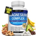 Magnesiumkompleks Supplement 8 Elementær 1000mg - Magnesiumglycinat, Citrat, Malat, Taurat, Chelated for Easy Absorption for Bones, Muscle, Recovery, Energy, Vegan Non- GMO 90 Kapsler