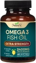 Omega 3 Fish Oil Supplement 2400 mg - Triple Strength EPA & DHA Fish Oil Omega 3, Essential Fedtsyrer Supplement Softgels, Brain & Heart Health Support, Gluten Free Non- GMO, 60 Softgels