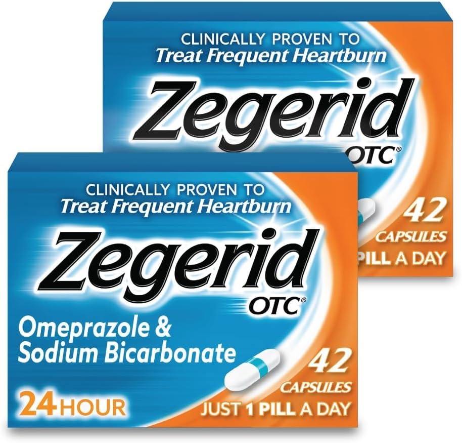 Zegerid OTC, Omeprazol Plus natriumbicarbonat, 24 Hour, Proton Pump Inhibitor (PPI), Heartburn Medicine, Acid Reducer, To 42ct kartoner