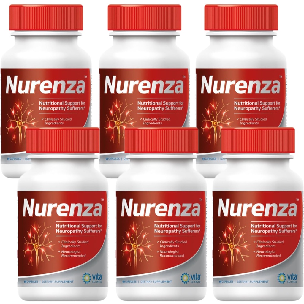 Vita Sciences Nurenza neuropati Relief Supplement 40x Styrke Natural R- ALA Form for nerve sundhed, Hurtig Reparation w / Vitaminer, Antioxidanter Revitaliserende Feet, hænder, ben og legetøj. 60 Ct. - pakke med 6