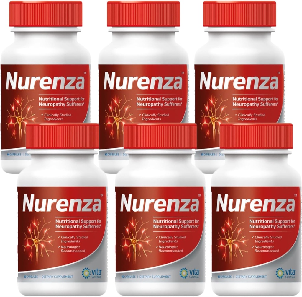 Vita Sciences Nurenza neuropati Relief Supplement 40x Styrke Natural R- ALA Form for nerve sundhed, Hurtig Reparation w / Vitaminer, Antioxidanter Revitaliserende Feet, hænder, ben og legetøj. 60 Ct. - pakke med 6