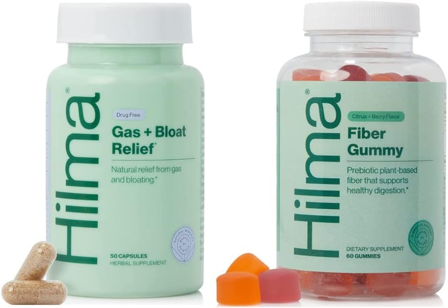 Hilma Natural Gas & Bloating Relief og Prebiotic Fiber Gummies Bundle