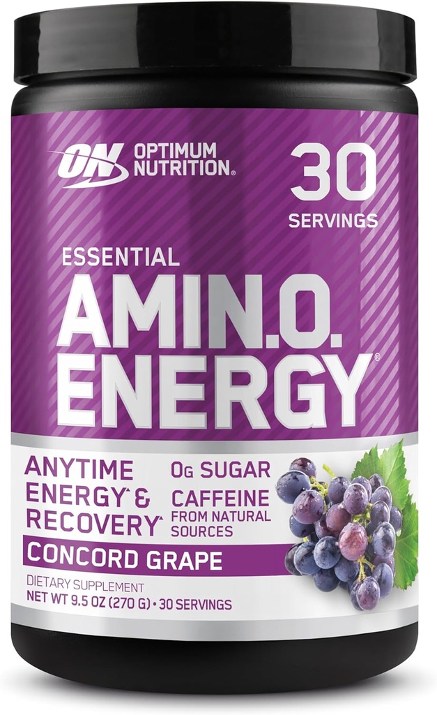 Optimum Nutrition Amino Energy - Pre Workout with Green Tea, BCAA, Amino Acids, Keto Friendly, Green Coffee Extract, Energy Powder - Concord Grape, 30 Servings