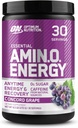 Optimum Nutrition Amino Energy - Pre Workout with Green Tea, BCAA, Amino Acids, Keto Friendly, Green Coffee Extract, Energy Powder - Concord Grape, 30 Servings