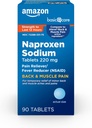 Grundlæggende pleje tilbage og muskelsmerter, 220 mg, 12- timers smertelindring, Naproxen natriumtabletter, smertelindring og feber Reducer, 90 Greve