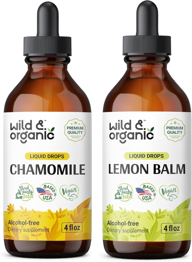Wild & Organic Kamille Tinktur 4 fl oz & Lemon Balm Tinktur 4 fl oz