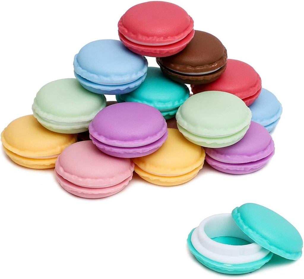 Juvale Macaron Pill Case - Macaron Smykker Holder & Pill Box - Holdbare Mini Plastic Containers med låg - 8 Farver, 1.7 in - pakke med 16