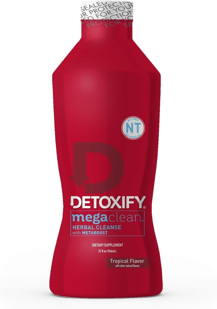 Afgiftning - Mega Clean NT Herbal Cleanse - Tropisk - 32 oz - Professionelt Formuleret Herbal Detox Drink - Forbedret med MetaBoost Eliminering behov for PreCleanse - Plus Sticker