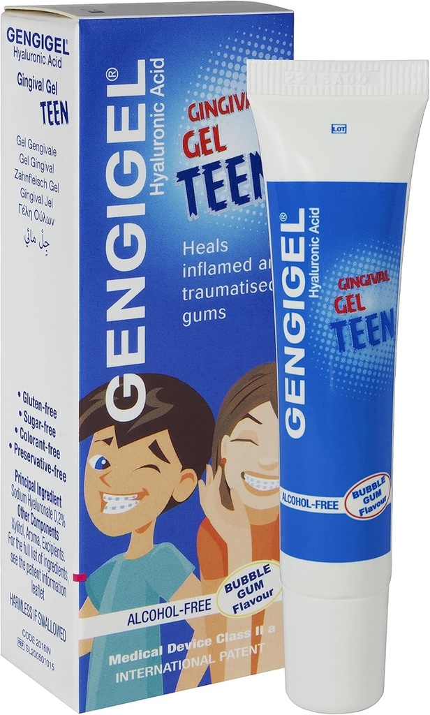 Gengigel Teen Hyaluronsyre Oral Gel til mund og gum ubehag (15 ml), lindrer irritation, fremmer naturlig healing & Protects Delicate Oral Tissue, Ingen Paraben eller SLS, Vegan & Kosher