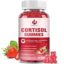 Cortisol Gummies til kvinder med Ashwagandha, Rhodiola Rosea, L-Theanin, Magnesium, D3-vitamin til Zzz Support, Balanceret Cortisol, Vegan, 60 Gummies
