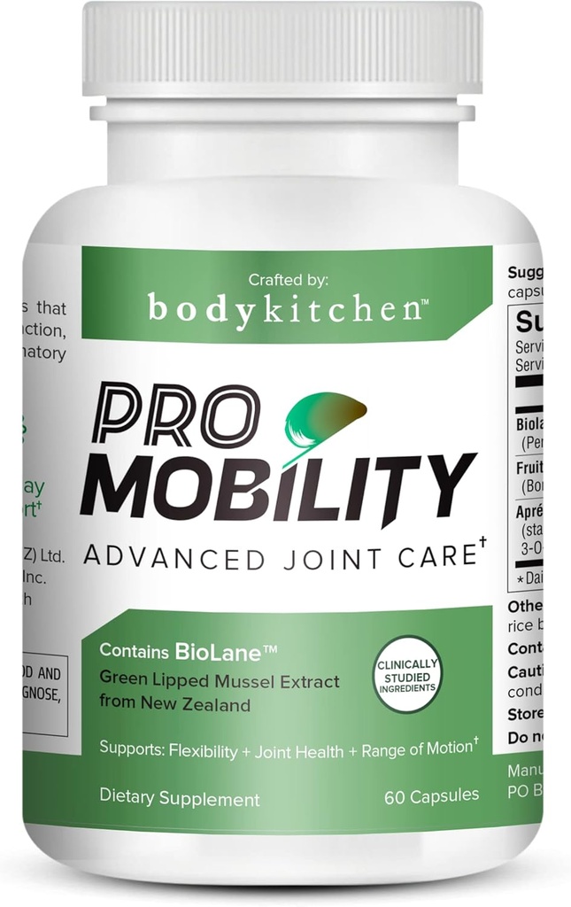 Body Kitchen ProMobility Joint & Muscle Support - 1050 mg Green- Lipped Mussel Extract, FruiteX- B ® & Boswellia for Mobility & Comfort (60 kapsler)