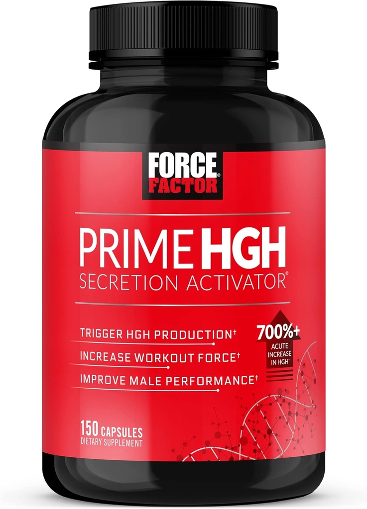 FORCE FACTOR Prime HGH Secretion Activator Supplement for mænd med L-arginin og L-glutamin til Trigger HGH produktion, Boost Workout Force, og forbedre atletisk ydeevne, 150 kapsler