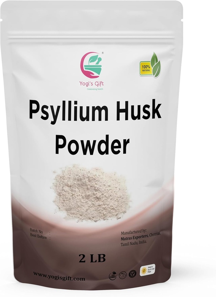 Psyllium Husk Powder 2 LB (32Oz) 98% Renhed, Premium kvalitet, Brug til bagning, madlavning og drikkevarer, 100% Natural Fine Ground, Non GMO ved Yogi 's Gift ®