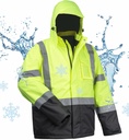 toolant 100% vandtætte sikkerhedsjakker til mænd, Hi Vis Reflekterende arbejdsjakker, Construction Rain Coats for Cold Weather