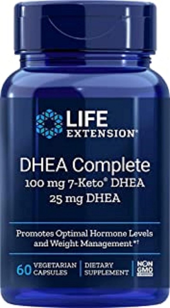 Life Extension DHEA Complete, 100 mg 7- Keto DHEA, 25 mg DHEA, 60 kapsler