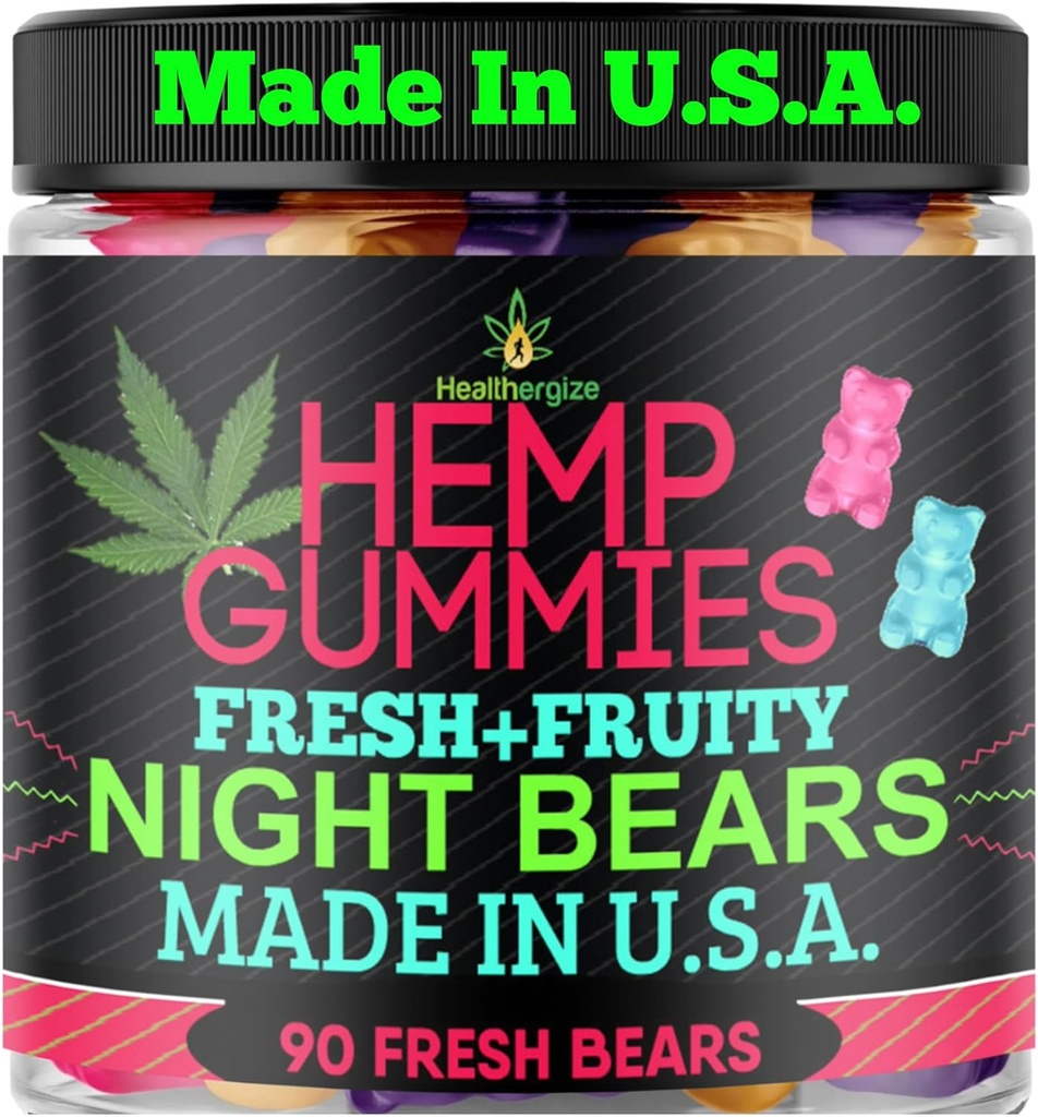 Hamp Gummies for Sleep- High Potency Rolig afslapning Night-Time, Fred og Afslapning, Fruity Gummy Bear Edibles, Good, Rastful Bedtime- Natural Hamp Oil Omega- Made in USA