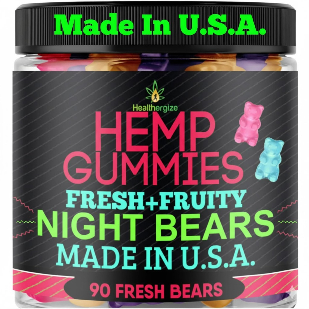 Hemp Gummies for Sleep-Calm Relaxation Fruity Gummy Bears Edibles, Restful Bedtime-Natural Hemp Oil Omega Candy-Made in USA-90 Count