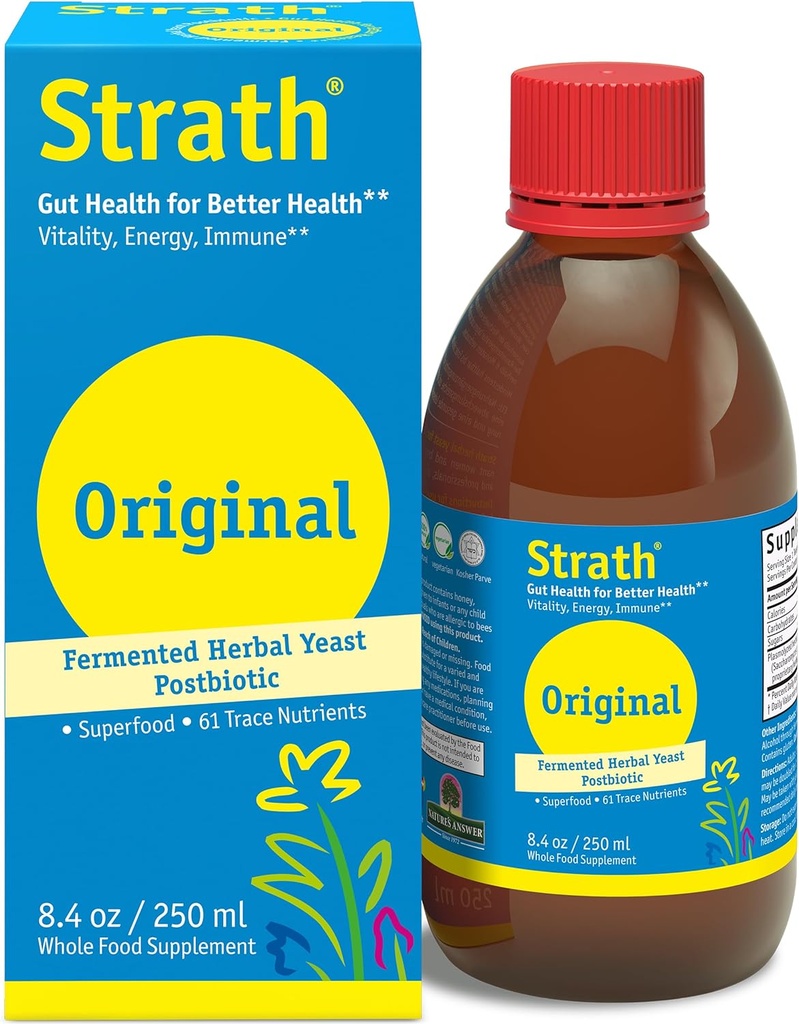 Strath Nutritional Gær Væske Syrup 8.4 Oz - Vegetarisk, Lactose fri, Kunstig Tilsætningsstof fri - fordøjelsesstøtte, Nutrient Absorption - Unflavored Daily Supplement - Prebiotic og Postbiotic