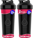 2 PACK, Double 24 oz Shaker Flasker med kraftfulde Wire Whisks til Protein Mixes - 124; Bladsikker Blender Shaker Flasker (sort) - 124; BPA- Free & Opvaskemaskine Safe - 124; Shaker Cup til Protein Shakes