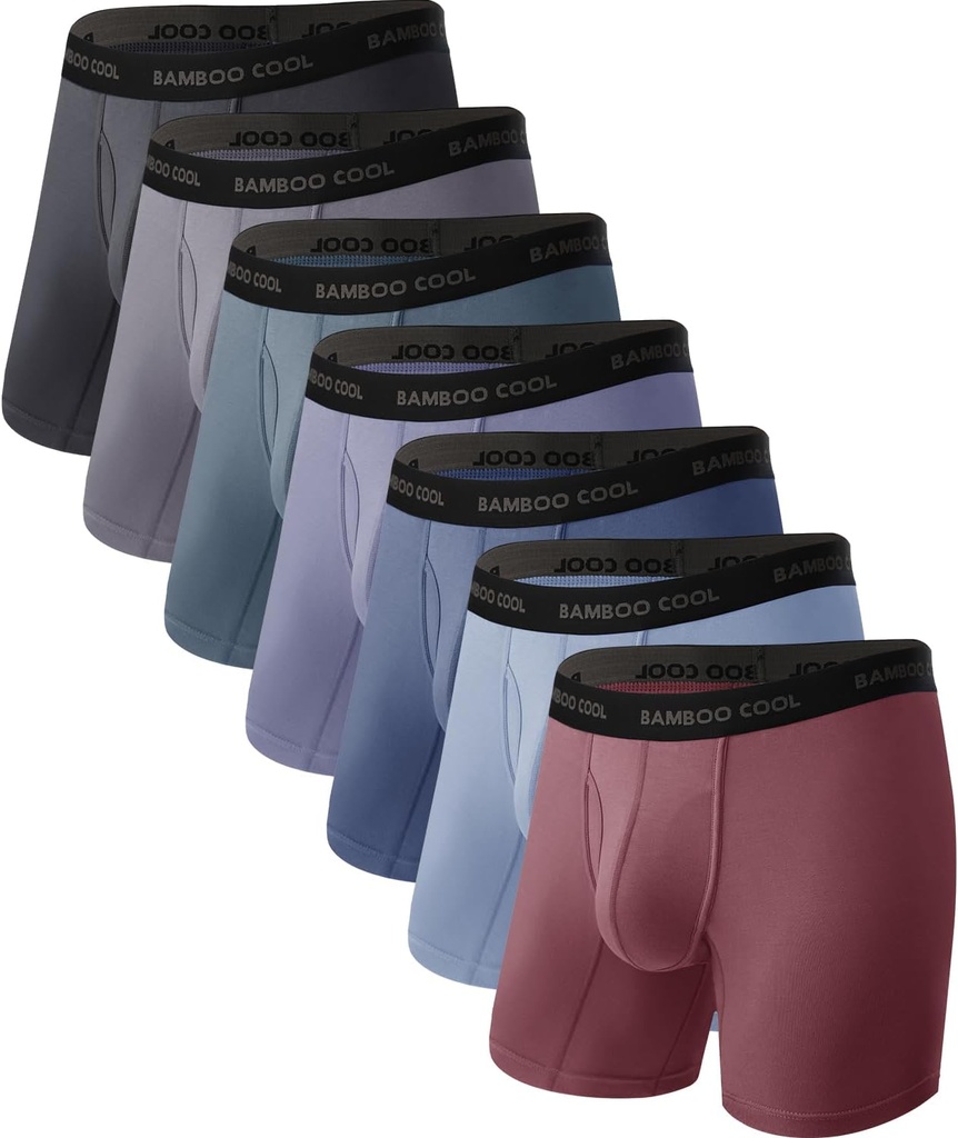 BOMBOO COOL Mænd Ultra ComfortSoft Undertøj, Fugt Wicking & Breathable Ingen Ride Up Boxer Briefs med Fly, Multipack