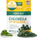 Sunlit Best Chlorella Spirulina Tablets - Økologisk USDA, Premium Spirulina og Chlorella Tablets 1000 Count - Sun Chlorella Pure Natural Superfood med Alger, Enzymes Chlorophyll & Vegan Protein