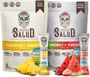 Salud 2-Pack Buddy 124; 2- in-1 Hydration + Immunitet (Ananas) & Energi + Focus (Jordbær Vandmelon) - 15 Servere Hver, Agua Fresca Drink Mix, Non- GMO, Gluten Free, Vegan, Low Calorie, 1g sukker