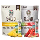Salud 2-Pack Buddy 124; 2- in-1 Hydration + Immunitet (Ananas) & Energi + Focus (Jordbær Vandmelon) - 15 Servere Hver, Agua Fresca Drink Mix, Non- GMO, Gluten Free, Vegan, Low Calorie, 1g sukker