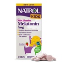 Natrol Kids Fast Opløs Melatonin 1 mg, Kosttilskud til restaured Sleep, Sleep Tablets for Kids, 40 Strawberry- Flavored Melatonin Tablets, 40 Day Supply