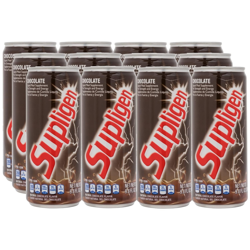 Supligen Chocolate Liquid Meal Supplement, 9.87 oz (Pack of 12) - Protein & Vitamin Shake for Energy, Styrke & Inddrivelse - Ready- to- Drink Nutritional Meal