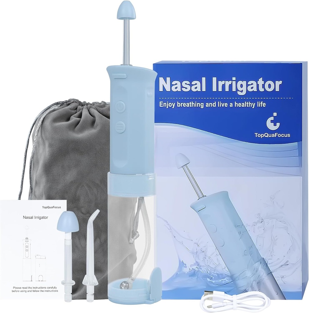 TopQuaFocus Nasal kunstvanding Sinus Rinse System Nasal kunstvanding med teleskopisk vandtank Neti Pot Kombination Alsidige vand Flosser Næse Washer 3 dyser 3 Modes Næse Renere til voksne & Kid