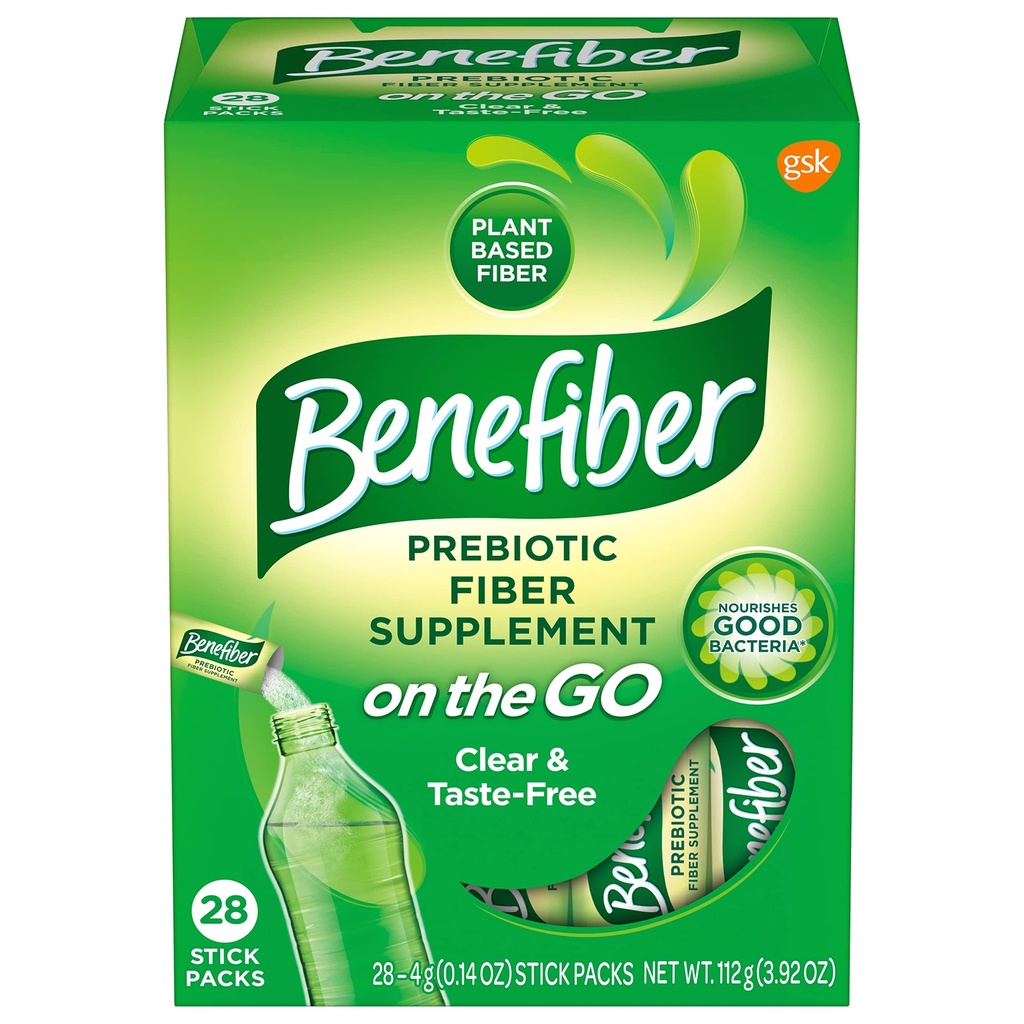 Benefiber på Go Prebiotic Fiber supplement pulver til fordøjelse sundhed, Daglig Fiber, Unflavored - 28 sticks (3.92 Ounces)