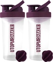 Utopia Home Protein Shaker Flaske - (Pakke af 2) 28- Ounce Shaker flasker For Protein Mixes - Fitness Sport Classic Protein Mixer Flaske (Ryd / Plum)