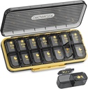 Ugentlig Pill Organizer 2 gange om dagen, ZDQZC Travel Pill Box 7 dag sag med Stor Segment Daily Pill Dispenser Medicine Container for Vitamin, Fish Oils, Kosttilskud (2 gange om dagen, Gray)