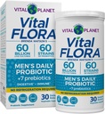 Vital Planet - Vital Flora Probiotika til mænd, 60 Millioner CFU, 60 Diverse Strops, 7 Organic Prebiotika, Mænds Daglig Hylde Stabil Probiotika til immunforsvar, Gas Relief, fordøjelsessygdomme 30 Kapsler