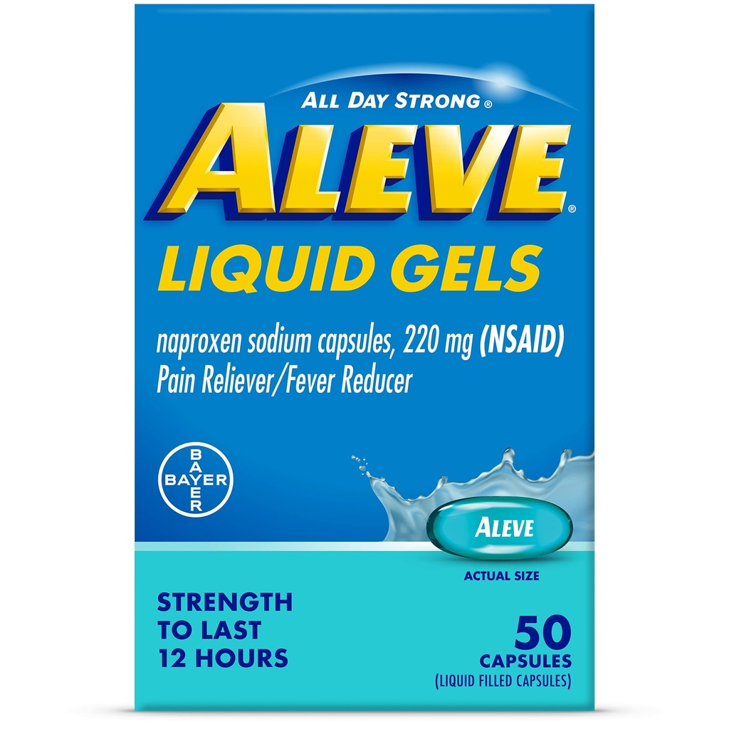 Aleve Liquid Gels, Naproxen Natrium til smertelindring-50 Tælling