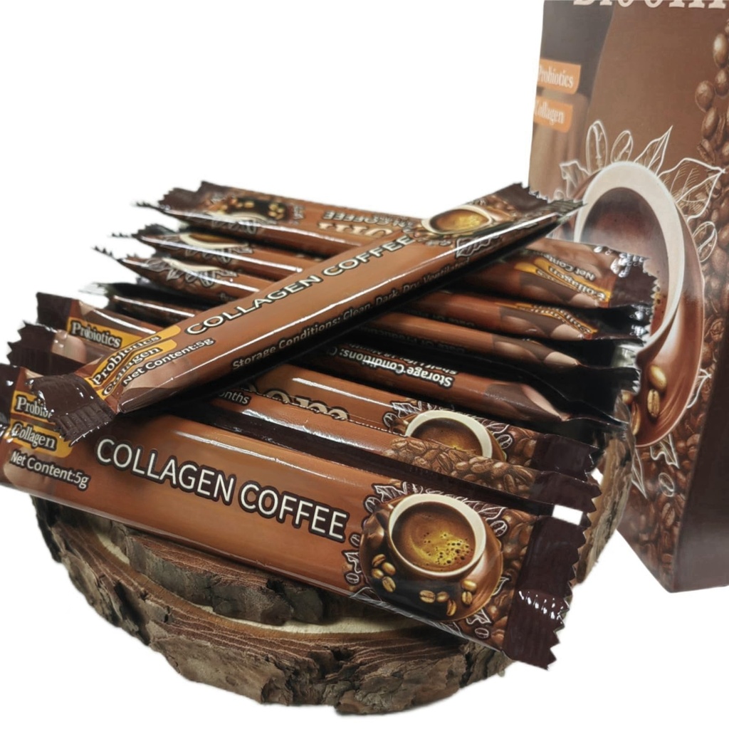 Collagen kaffe, Slim Instant kaffe pakker, Sund kaffe-for hurtige og effektive vægttab, 12 poser, Raw Materialare Importeret fra Japan, Collagen for kvinder Mænd 60g